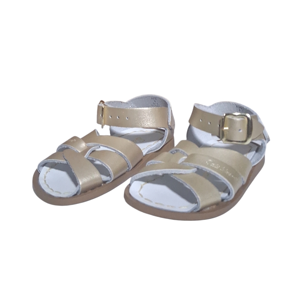 Salt Water Sandals by Hoy Shoe The Original Sandal TODDLERS  GOLD 820 Size 4 - Picture 2 of 6
